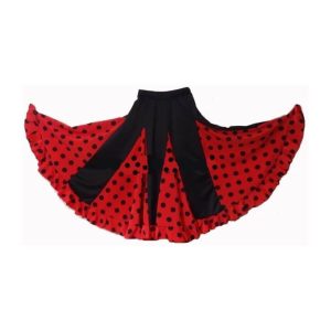 Jupe fillette à pois ampleur 6 godets bordure 1 volant