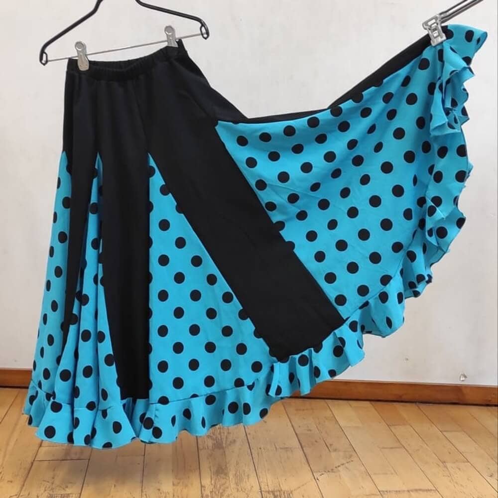 Jupe fillette à pois ampleur 6 godets bordure 1 volant – Image 4