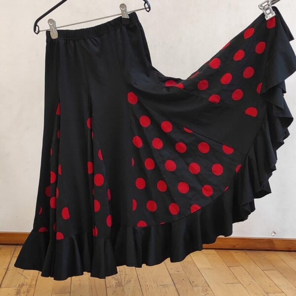 Jupe fillette à pois ampleur 6 godets bordure 1 volant – Image 5